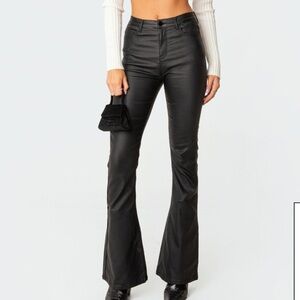 Medium black EDIKTED leather flare jeans